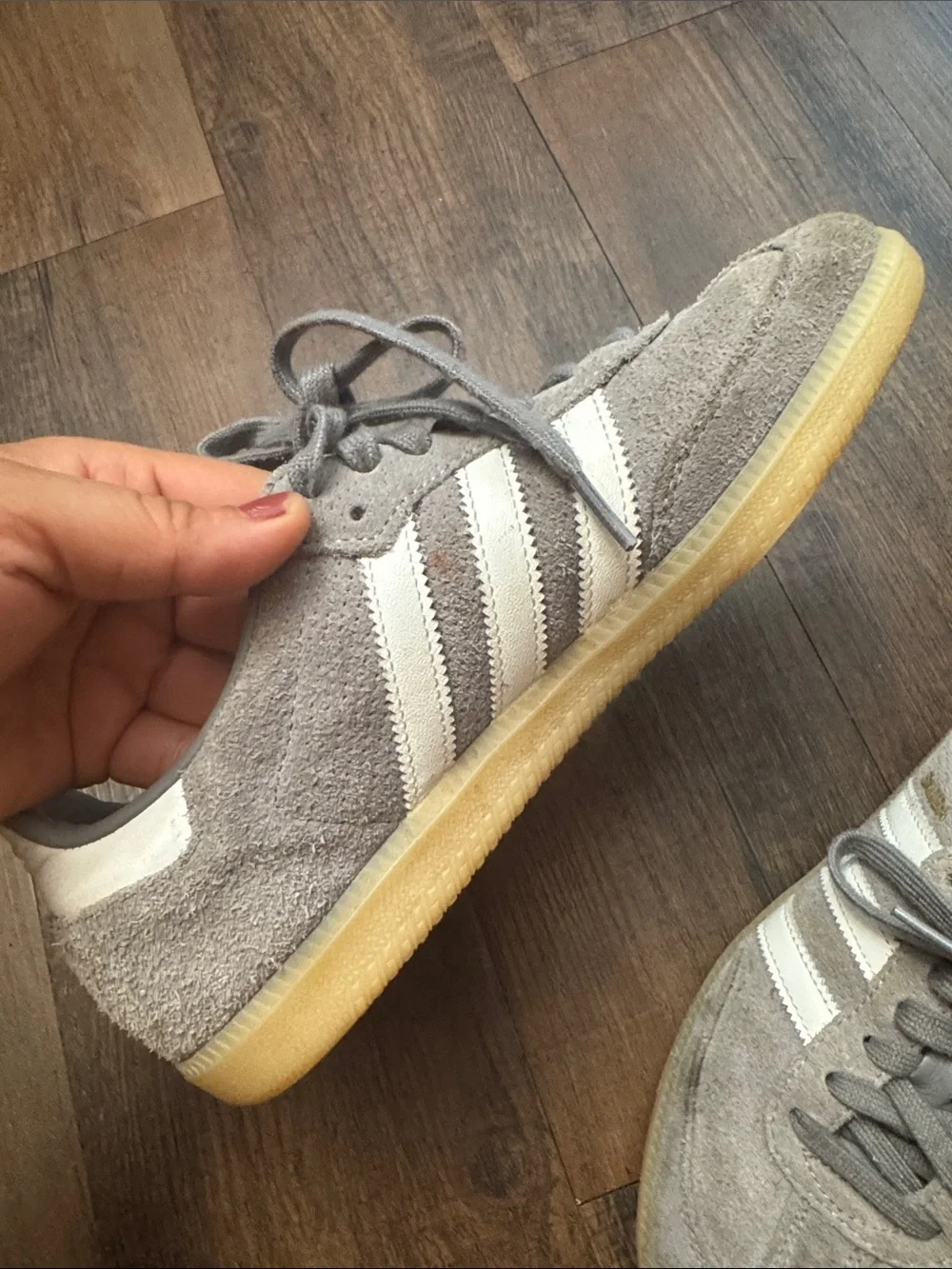 adidas Samba Suede Sneakers in Light Gray and White